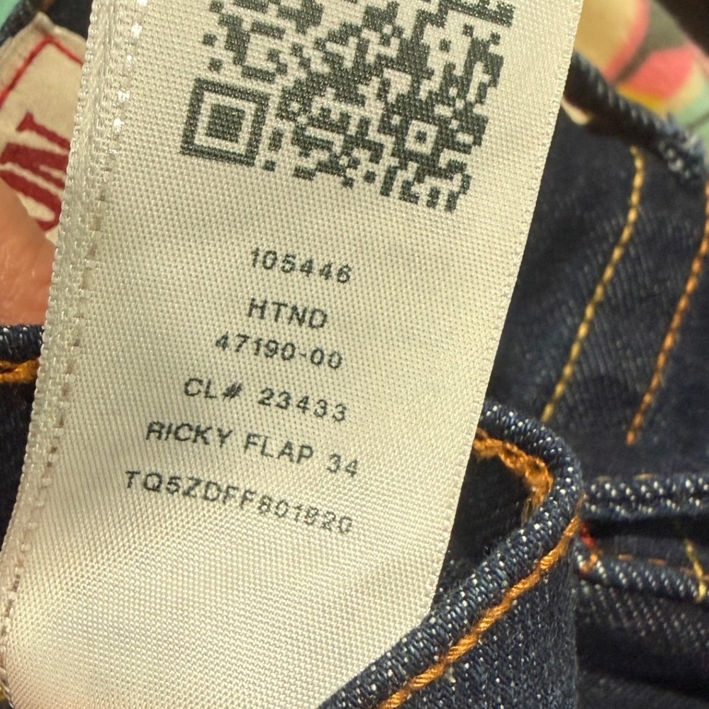 True Religion Ricky Relaxed Straight Jeans Dark Wash Flap Pocket Mens 29x33 - Picture 8 of 9
